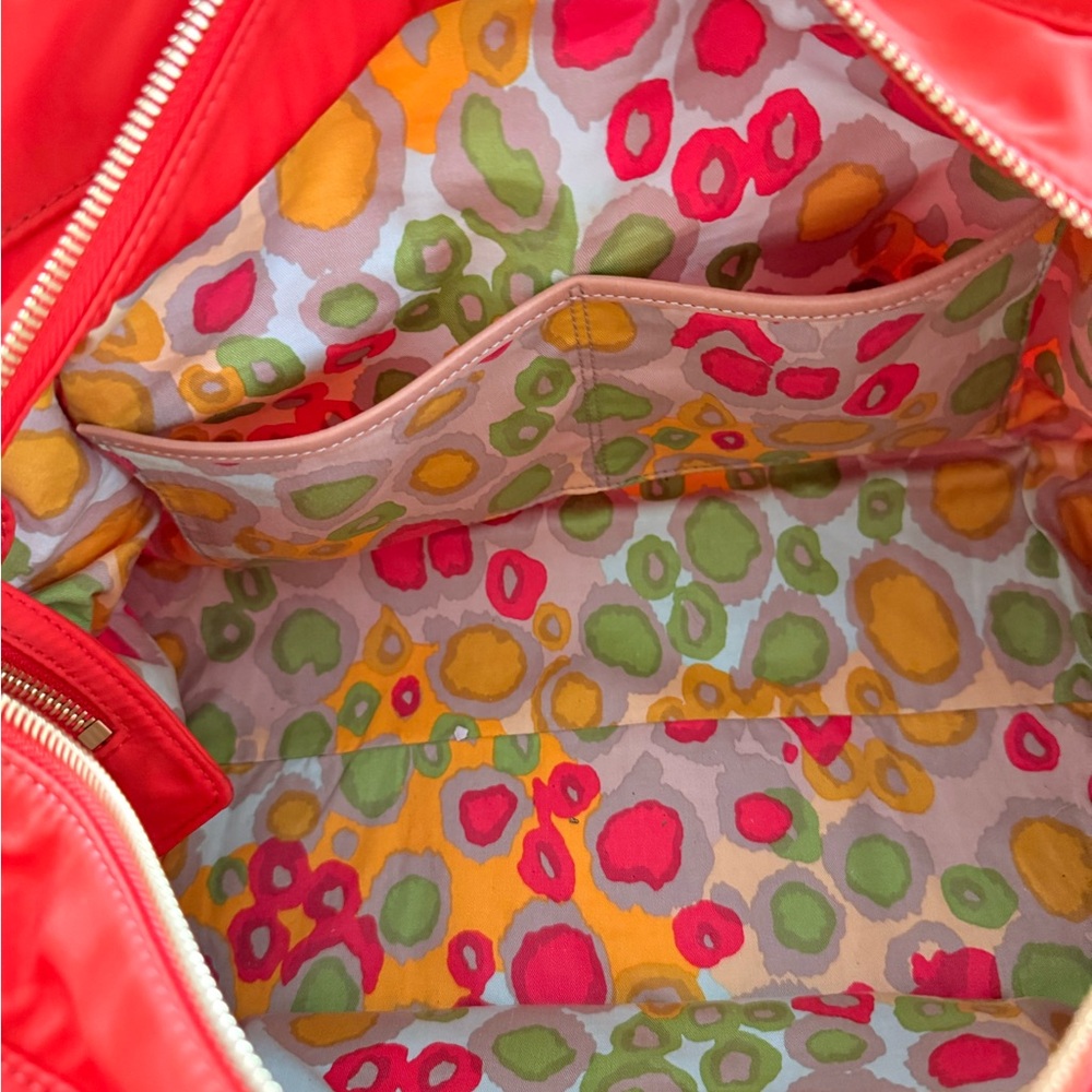 Kate Spade Nylon Orange Tote with Tan Leather Accents - Picture 10 of 15